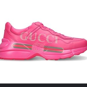 Gucci Rhyton Leather Sneakers New Pink - image 1